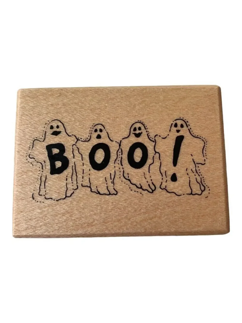 PSX Designs Boo Ghost Wood Mounted Rubber Stamp Word D-948 Spooky Halloween